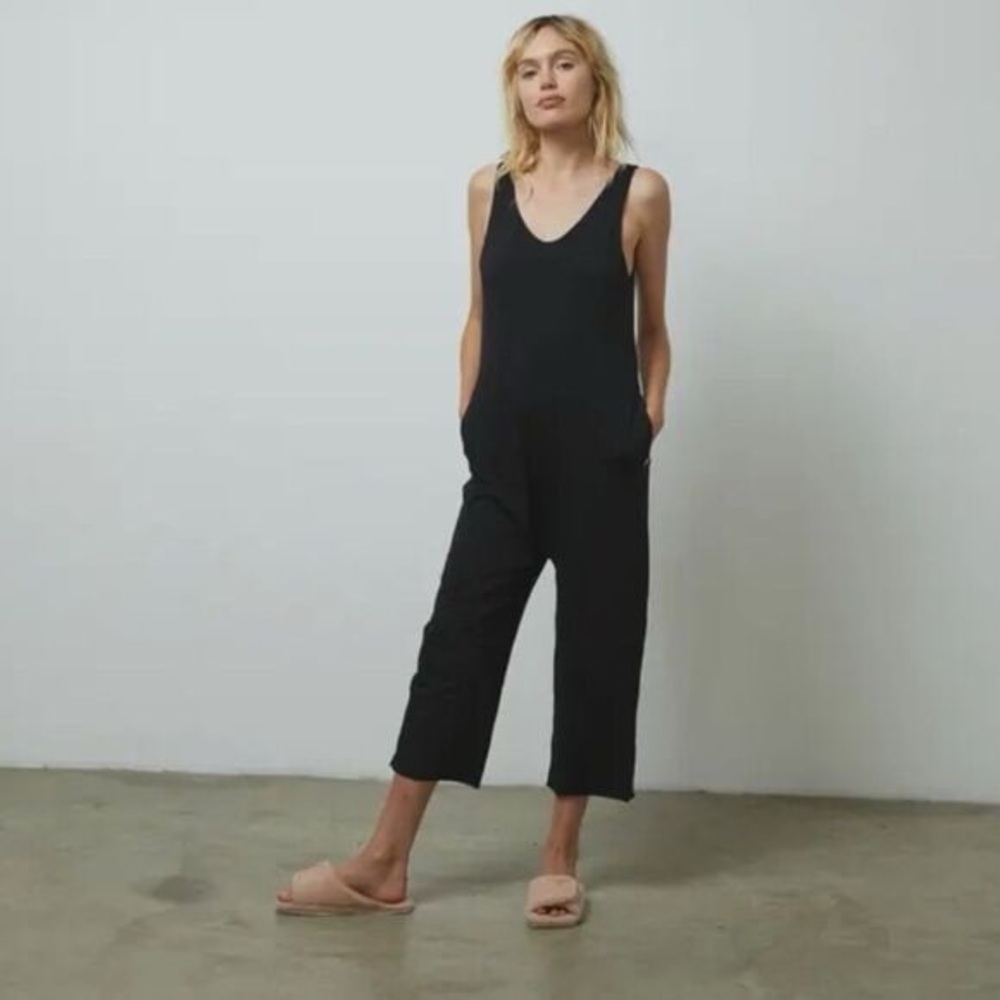 Lunya Organic Pima Double V Jumpsuit Black XS